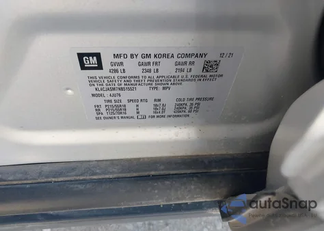 2022 Buick Encore Fwd Preferred z USA, uszkodzony, nr VIN KL4CJASM7NB515521